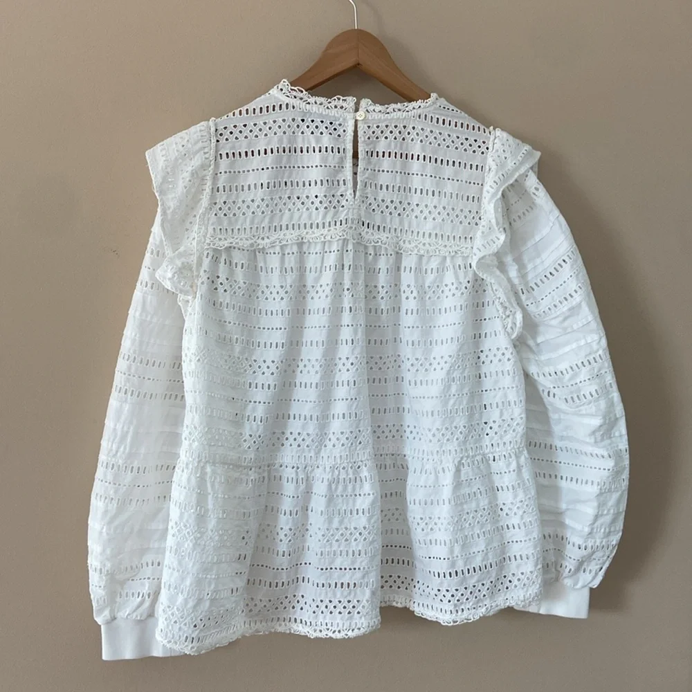 Sea New York White Eyelet Lace Paneled Blouse - Picture 13 of 16